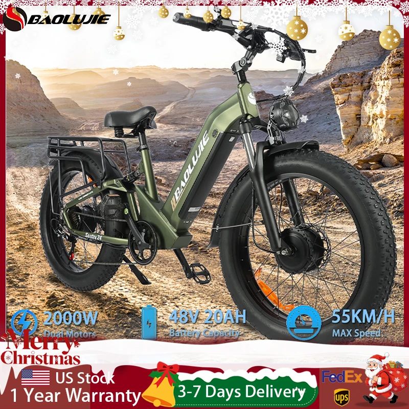 

BAOLUJIE 2402 2000W Daul Motors E-Bike Electric Bike for Adults 48V20AH Long Range Ebike 35MPH Electric Bicycle【1 Year Warranty】