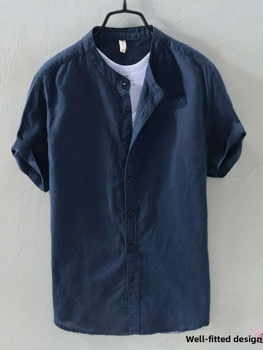 

New Men's Linen irt Japanese Sle Loose Fit ort Sve Thin Cotton Linen Blend Breathable White Casual Spring Summer Top