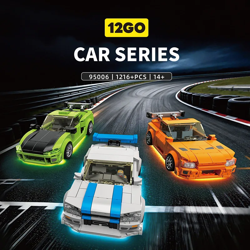 12GO 95006 Speed Passion Car Set Assembly Building Blocks MOC Model Toy Educational DIY Construction Plaything for Kids 1216pcs