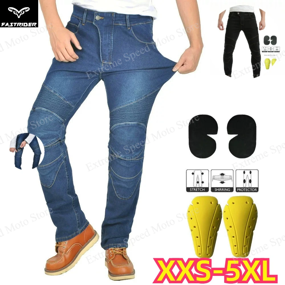 

Men Motorcycle Riding Jeans Protective Motocross Off-Road Racing Pants with Knee Pads Removable Armor