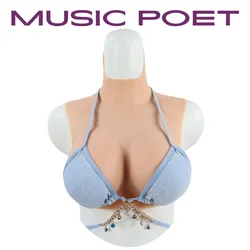 MUSIC POET Fake Silicone Breast Forms Half Body Huge Boobs B/C/D/E/F/G/H Cup Transgender Drag Queen Shemale Crossdress for Men