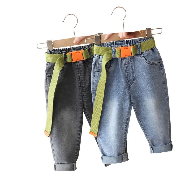 Baby Boys Denim Pants Spring Autumn New Elastic Waist Cartoon Pumpkin Letter Print Children Boys Trousers Cotton Kid Boys Pants