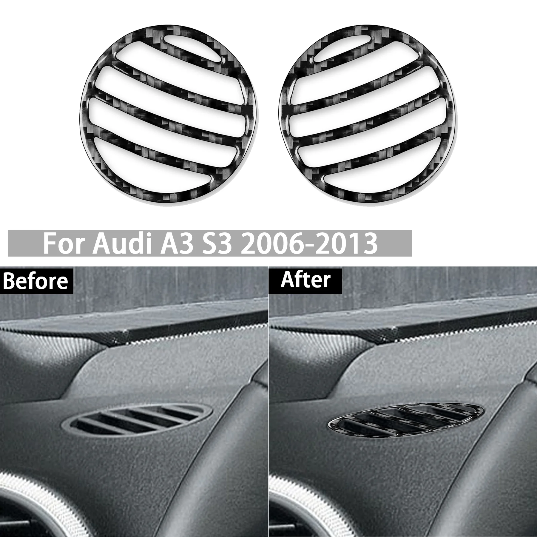 Soft Carbon Fiber Car Dashboard Windshield Defroster Air Vent Panel Decor For Audi A3 S3 2006-2013 Interior Accessory Stickers