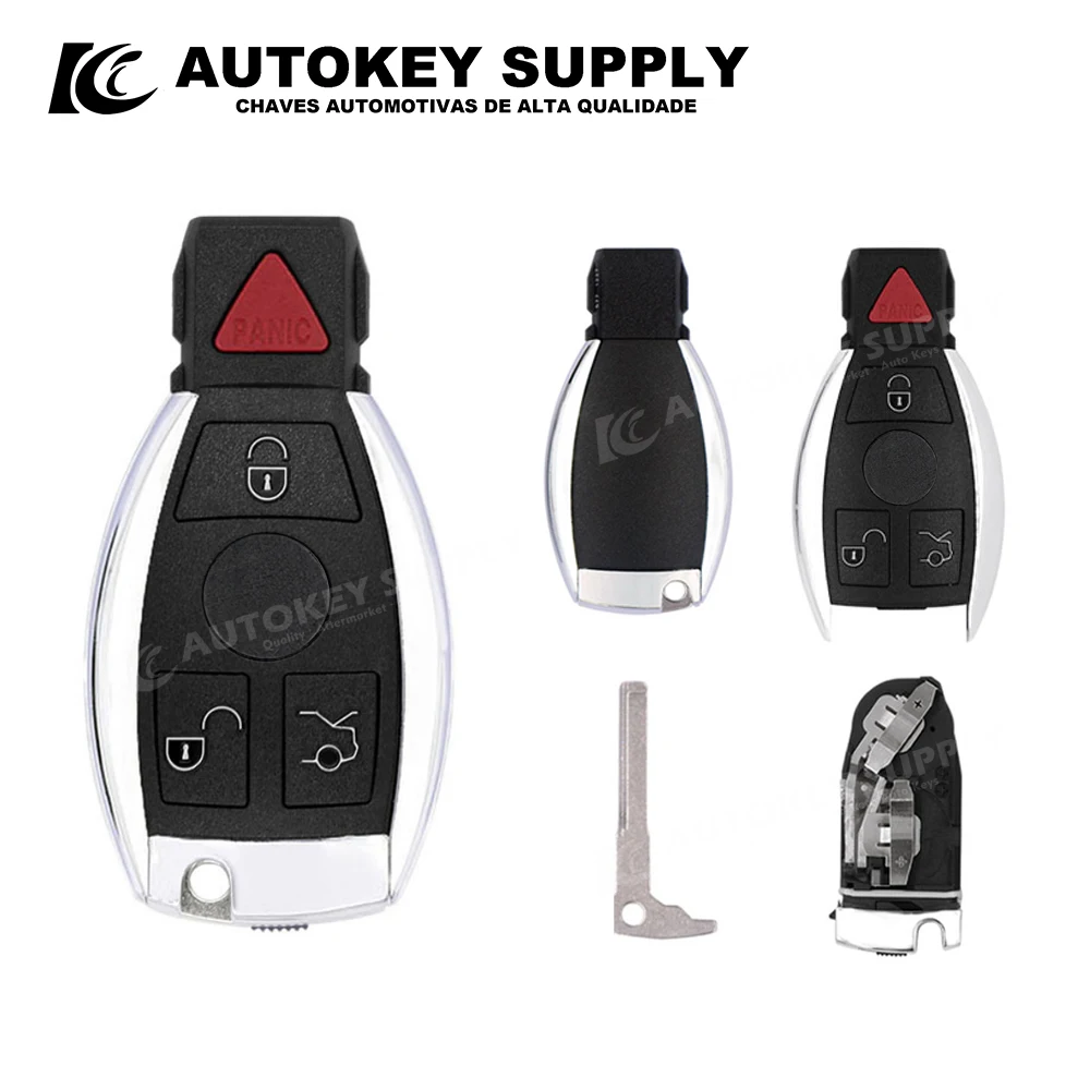 

ForBenz Dual Battery Smart Card Key Shell 3+1 Button With Logo AutokeySupply AKBZS228