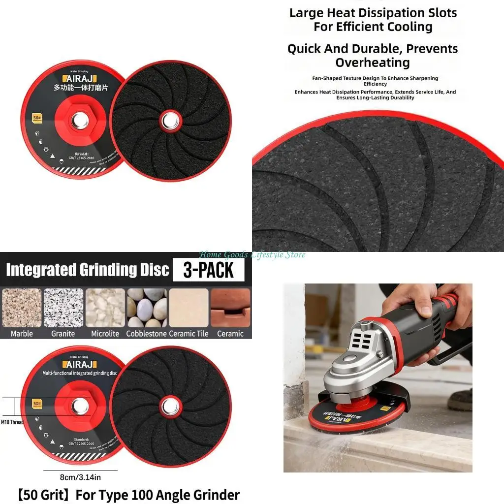 E74E Premium 50/100/200 Grits Polishing Pad with 80Mm Diameter for Multiple Stone