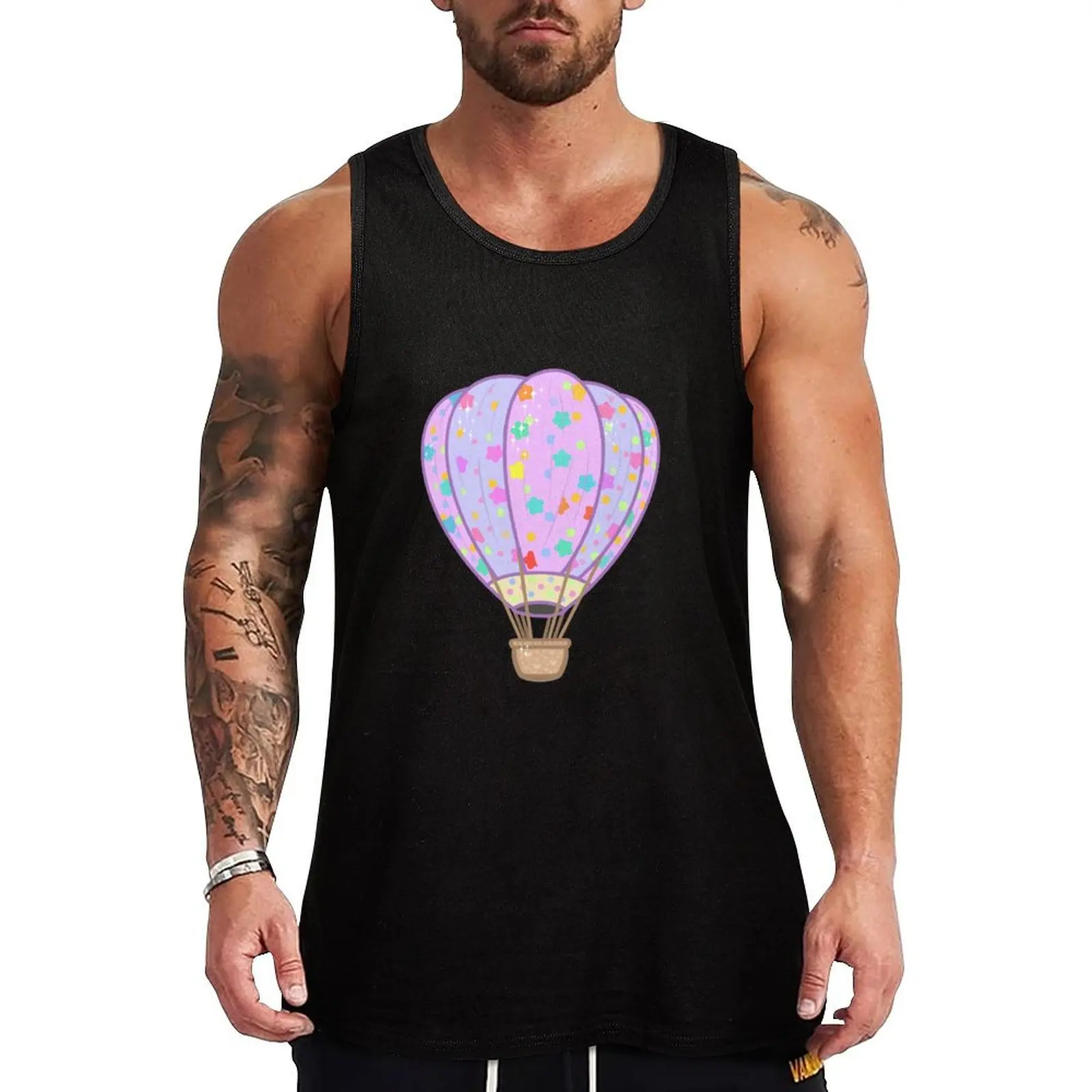 

Hot air balloon with stars Tank Top basketball Clothing Men's cotton t-shirt