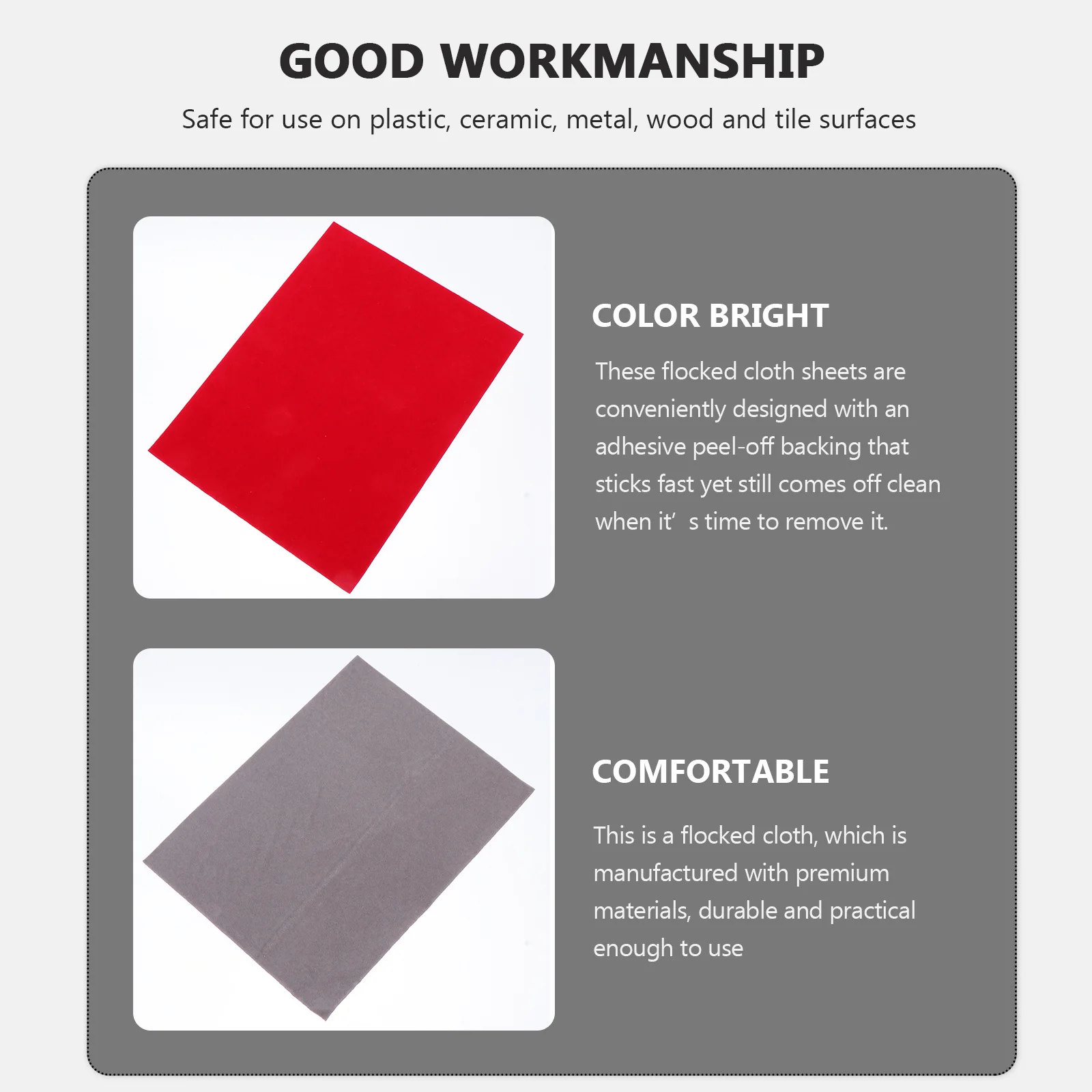 

10 Sheets Flocked Cloth Self-Adhesive Smooth Soft DIY Packing Jewelry Box Liner Decorative Wrapping Cloth Creative Gift Box