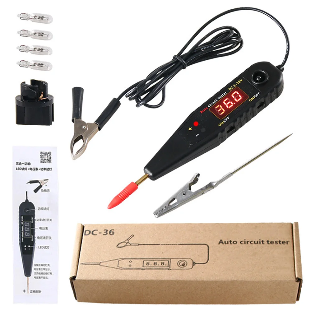 

DC 0-36V Auto Circuit Tester Vehicle Pulse Sensor Signal LED Light Testing Pen Probe Car Power Voltmeter LED Diagnostic Tool