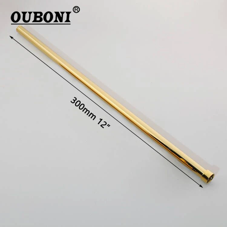 

OUBONI Golden Black Extension Arm Round Stainless Steel Shower Arm for Bathroom Shower Head Holder Shower Bar Rod Wall Mounted