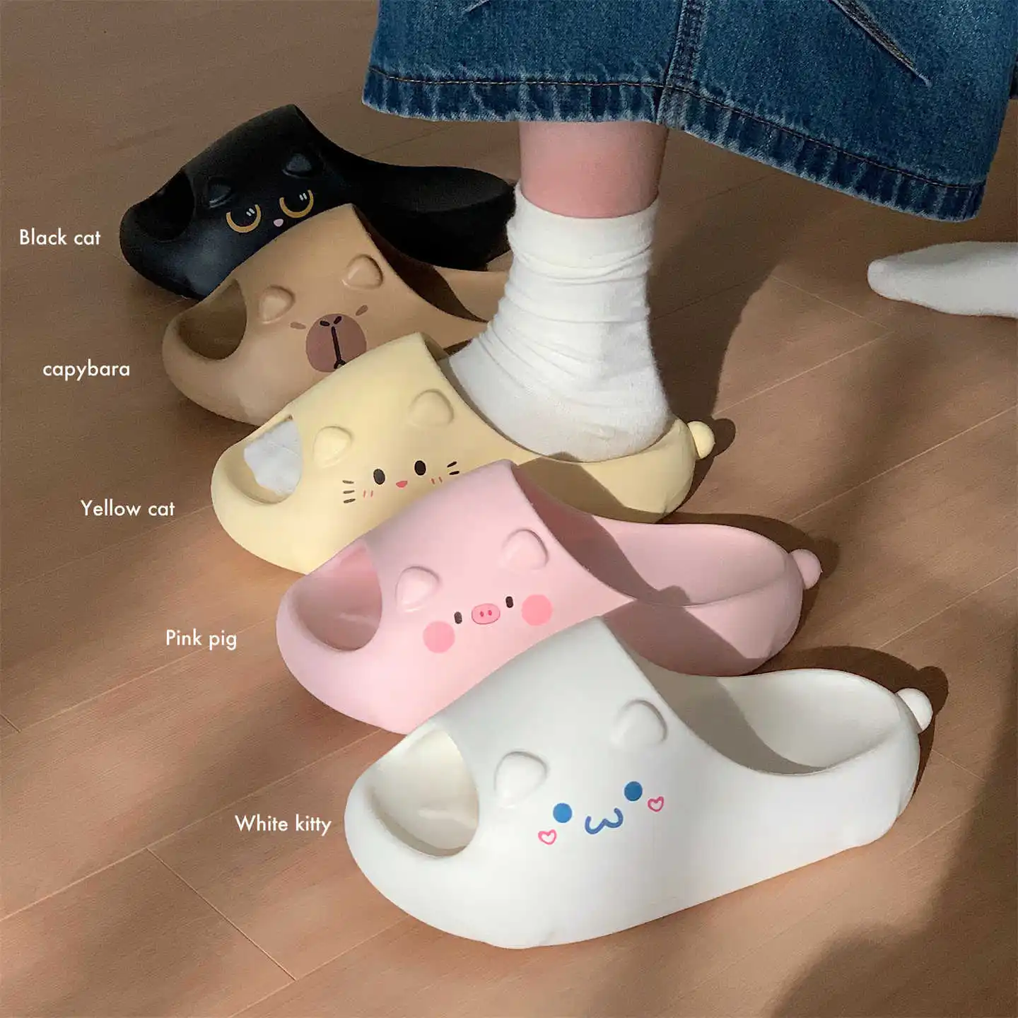 

Cute Cartoon Cat Women's Slippers EVA Soft Rubber Anti Slip Home Summer Cool Slippers