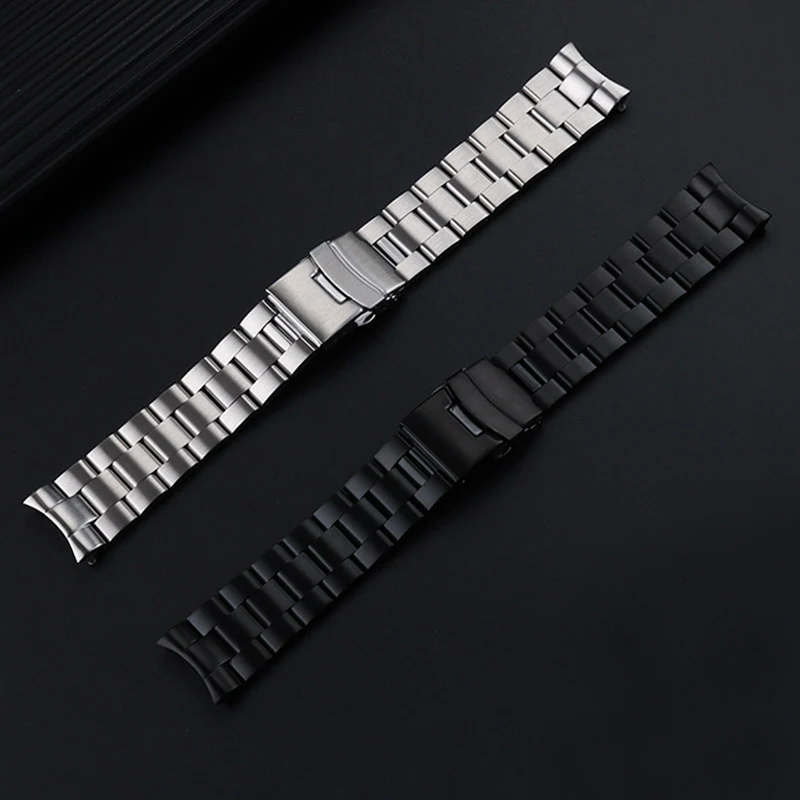 For CA0615 CA0695 CA4455 Solid Curved End Strap Metal Stainless Steel Watchband Men 22mm Bracelet Metal Watch Chain