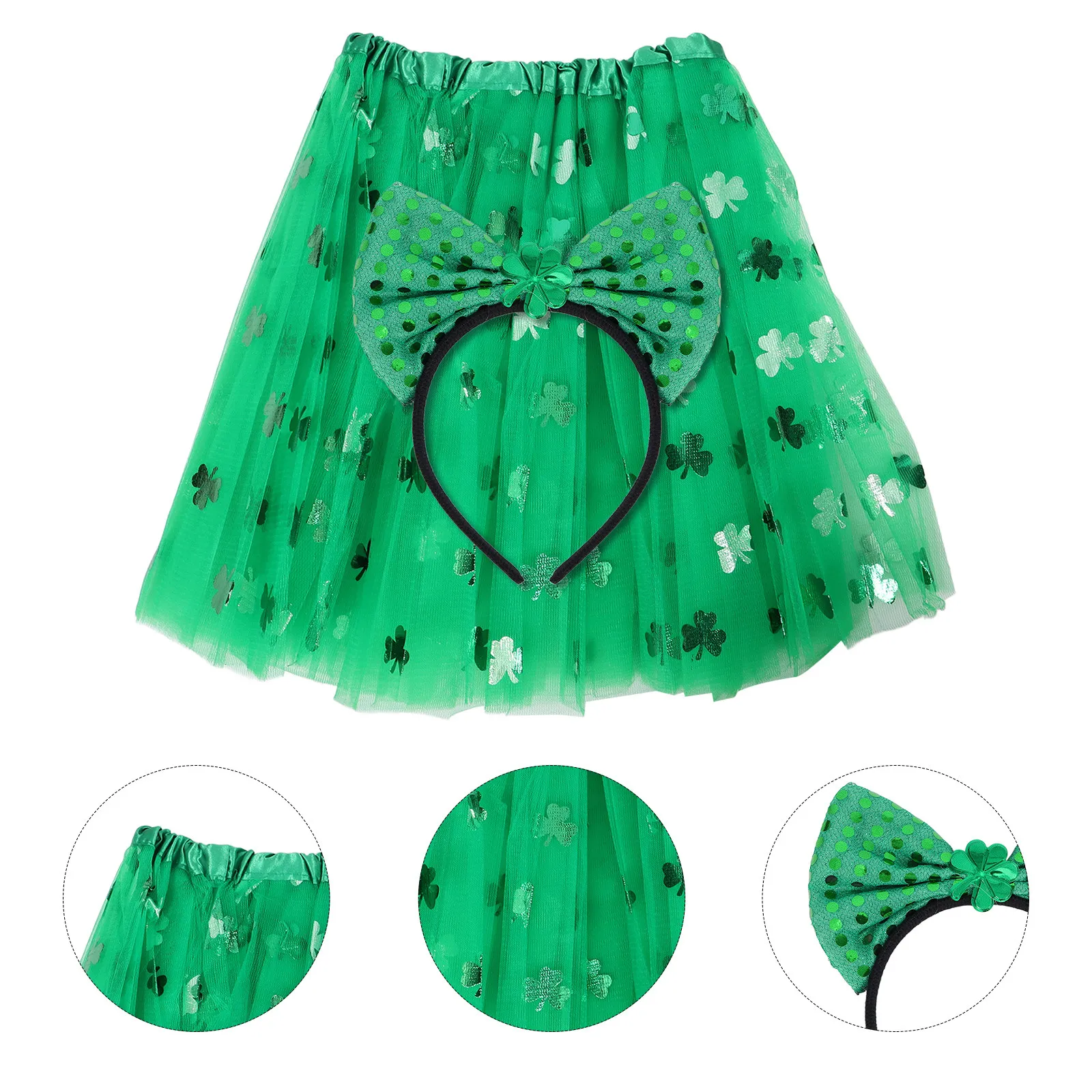 1Set St Patrick's Theme Costume Set Kids Short Skirt Headband Festival Hairhoop Party Photo Props Creative Festival