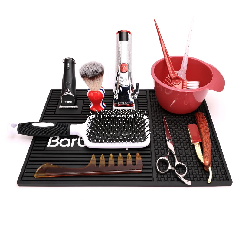 Barbershop Silicone Magnetic Waterproof Table Mat Hairdresser Scissor Combs Storage Cushion Salon Professional Tools Accessories