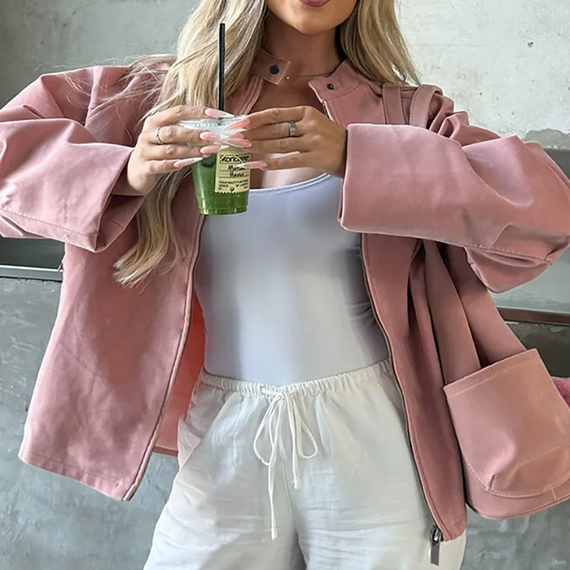 

Женская мода с круглым вырезом и длинным рукавом, короткая куртка, осеннее повседневное уличное однотонное пальто, зимнее элегантное свободное бархатное пальто на молнии