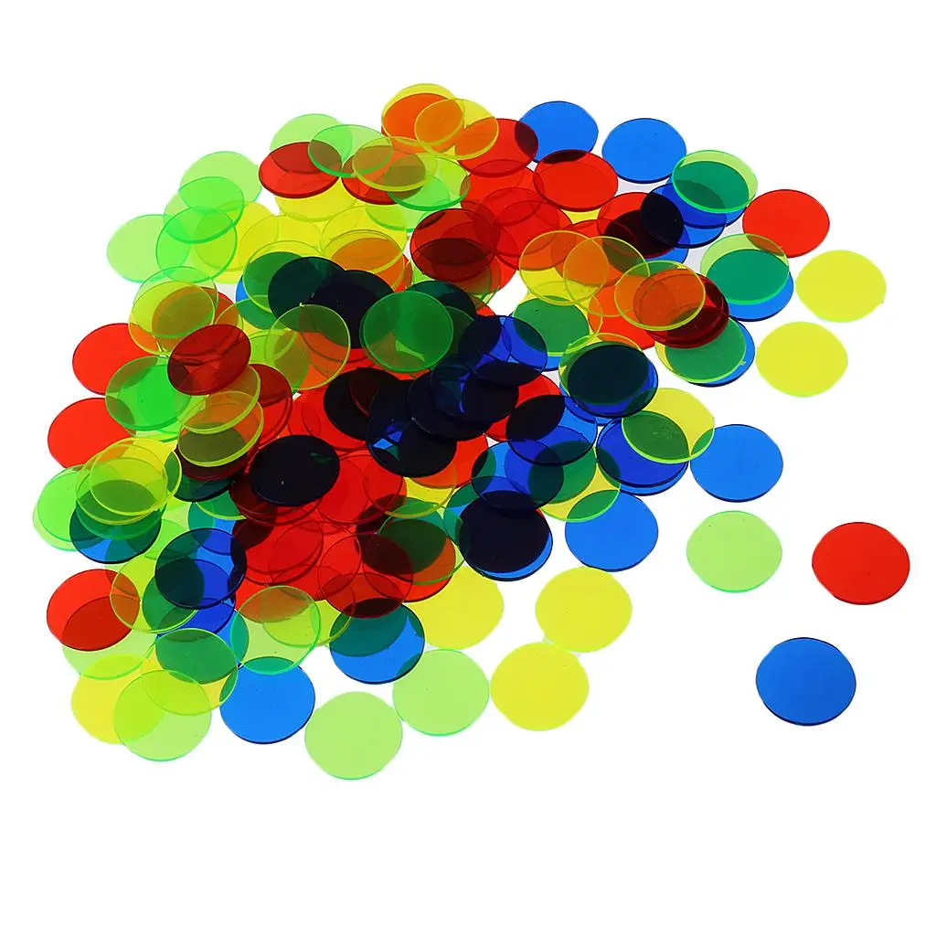 100Pcs Poker Chips Casino Bingo Markers for Fun Family Club Bingo Game 4 Colors