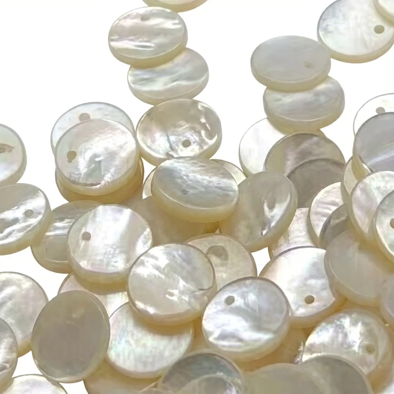 10pcs 10mm Natural White Mother of Pearl round Coin Sea Shell Beads Jewelry Making Charms Loose Beads for Earrings And Pendant C