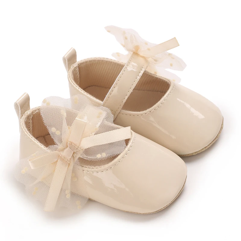 Sapato feminino casual princesa, fundo macio, decoração de arco grande, elegante para festas, novo estilo, primavera e outono, 0-18m