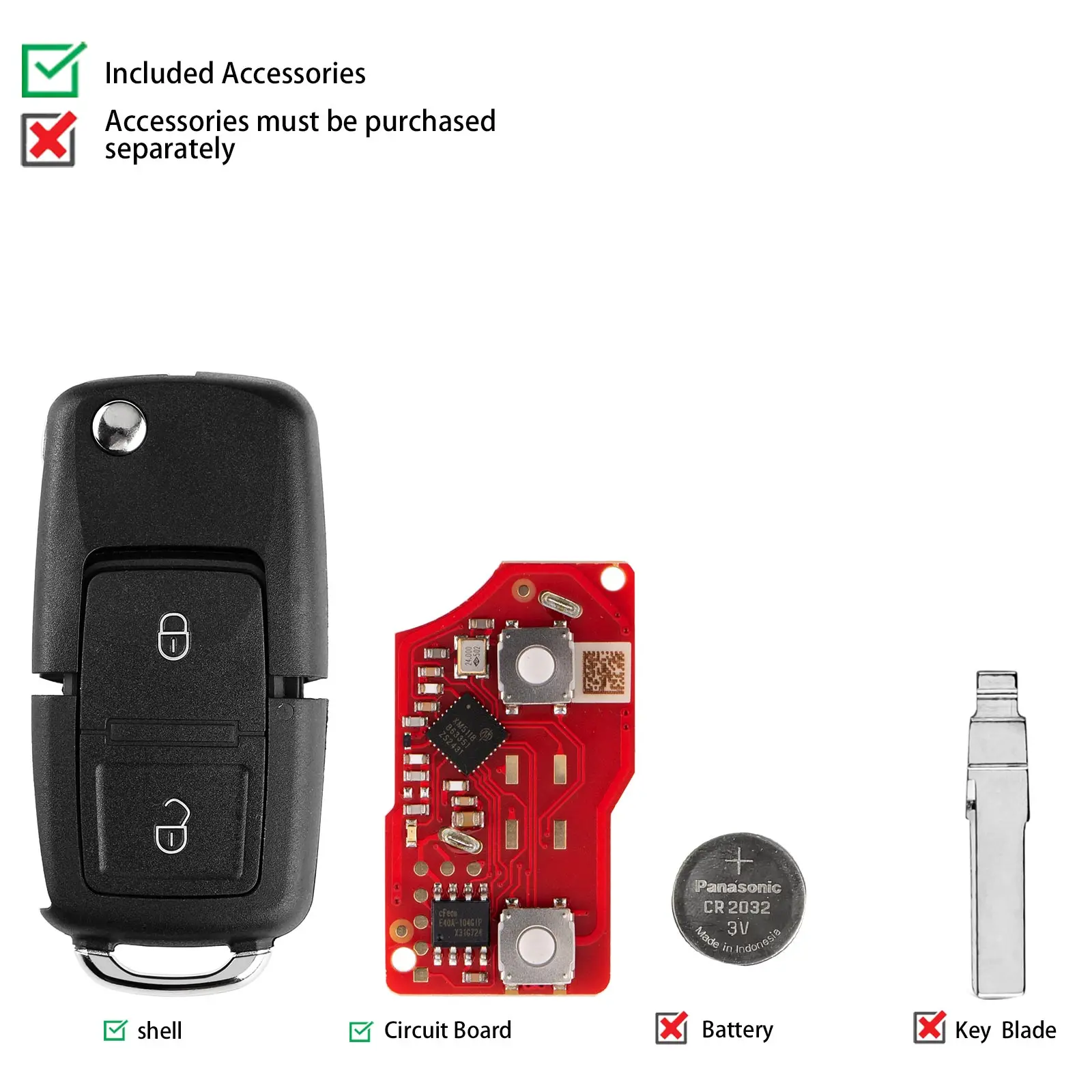 Xhorse XKB528EN الجيل الثاني سلك مفتاح بعيد B5 نمط 2 أزرار النسخة الإنجليزية 5 قطعة/الوحدة #5