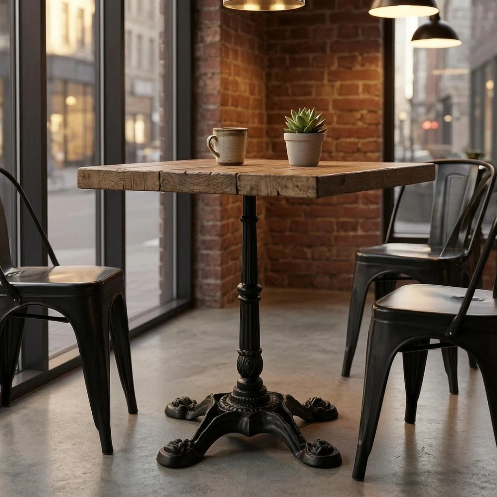 Cast Iron Four-armed Pedestal Table Base Visible Clawed Design Support for Restaurant Furniture or Coffeehouse Projects