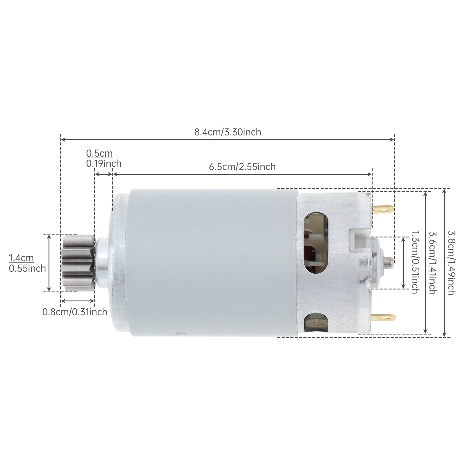 RS560  Hedge Trimmer Motor 18V - 24V Hedge Cutter DC Motor with 9 Teeth Gear, RS560 DC Motor