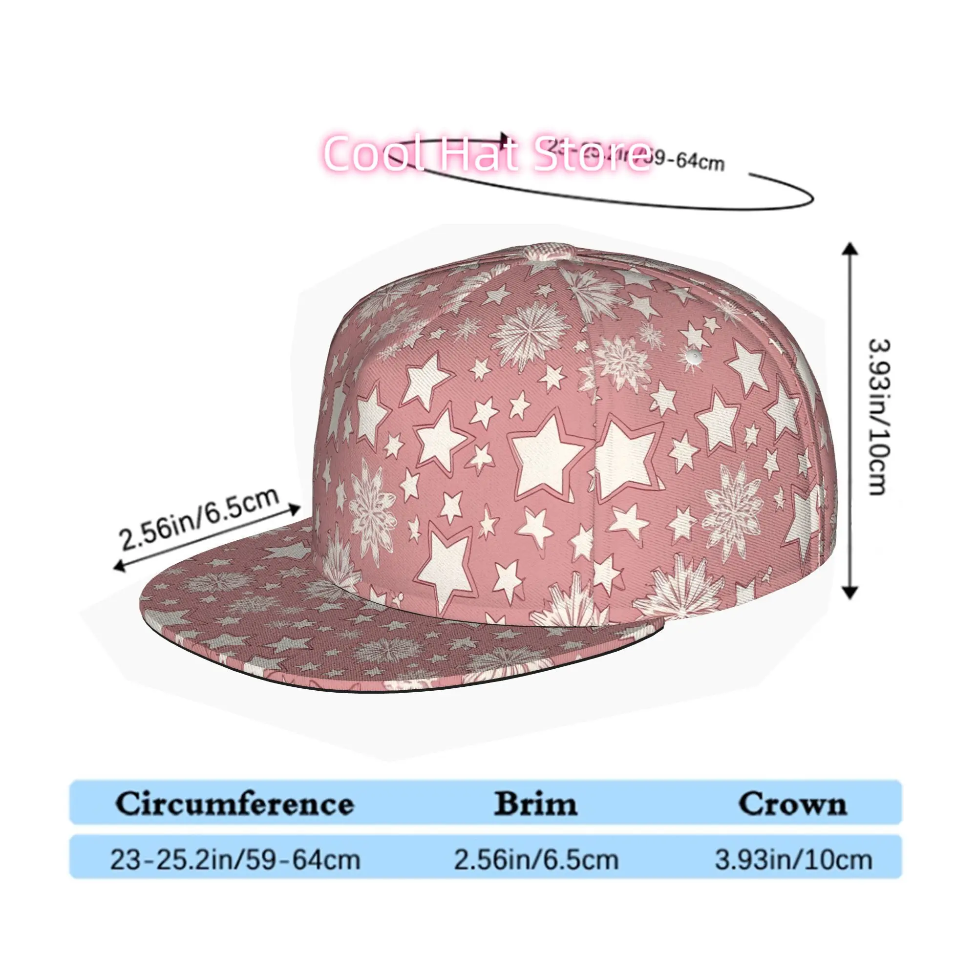 Flat Brim Baseball Cap with Star And Snowflake Design, Unisex Hip Hop Streetwear Snapback Trucker Hat for Outdoor Sports Like Sk