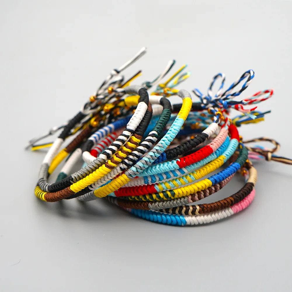 New Wax Thread Tricolor Woven Bracelet For Women's Simple Wax Rope Woven Colorful Life Rope Handcrafted Headgear