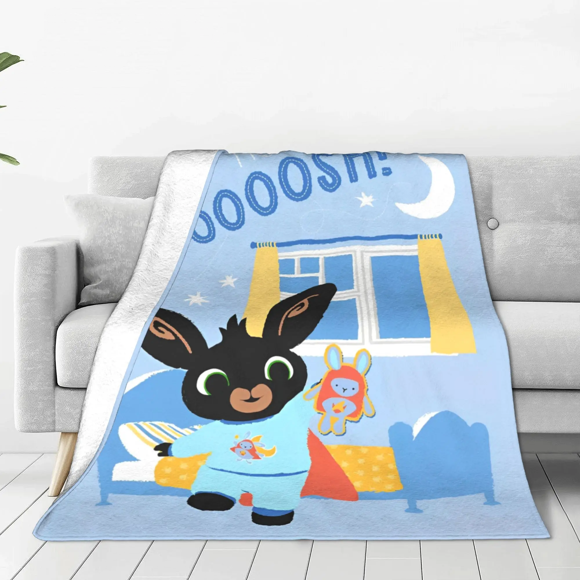 Bing Bunny Hoppity Voosh Blankets Fleece Print Cartoon Animation Multifunction Super Soft Throw Blanket Couch Bedroom Rug Piece