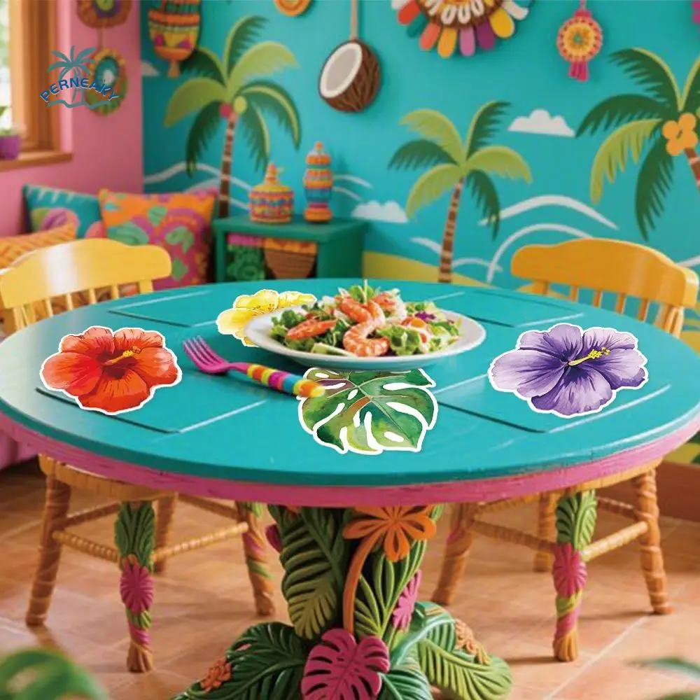 

25pcs Cartoon Disposable Placemats Set Eco-Friendly Paper Cup Mat Vibrant Colors Flowers Shaped Table Mats Wedding Decoration