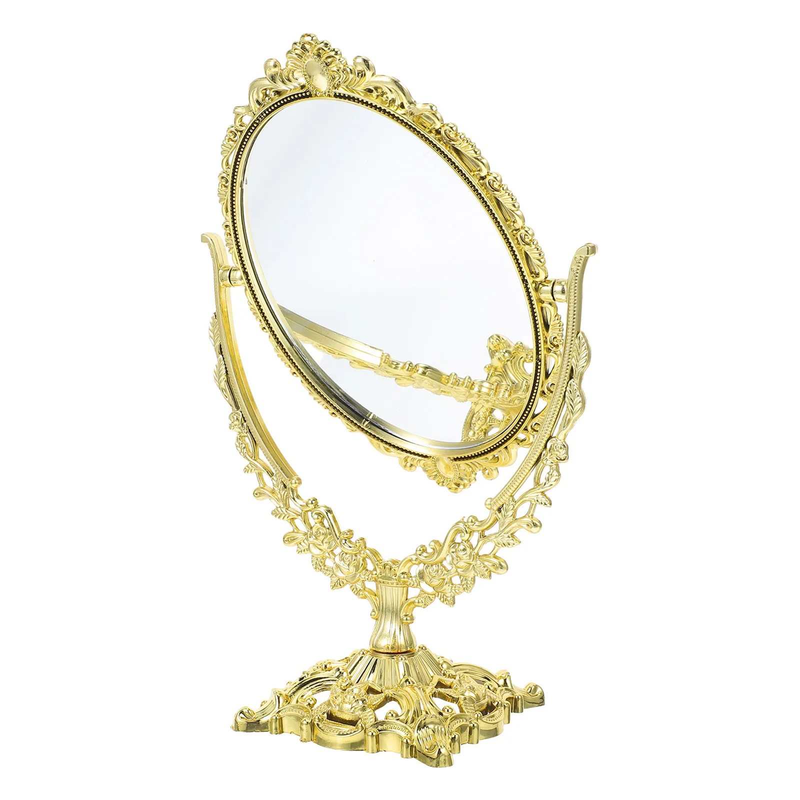 High Definition Vintage ovale spiegel met draaibare standaard Dubbelzijdige functionaliteit Stijlvolle retro-look voor kaptafel Bureau