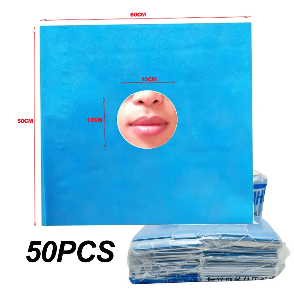 50pcs Disposable Surgical Sheet Drapes Blue Surgical Towel Non-woven Hole Sheet Medical Mattress Drawsheet