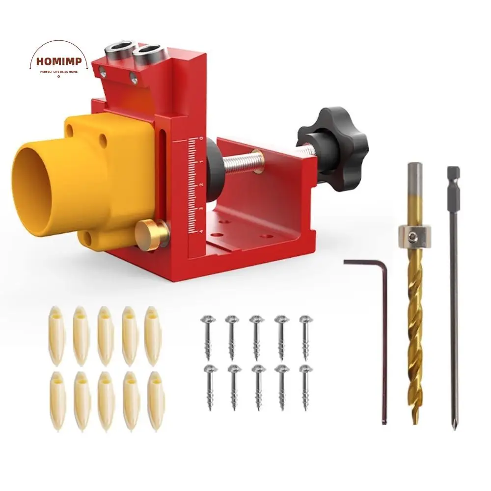 

Precise Scale Pocket Hole Jig Solid Wear-resistant Drilling Guide Fixture Rust-proof Dust Extraction Woodworking Guide