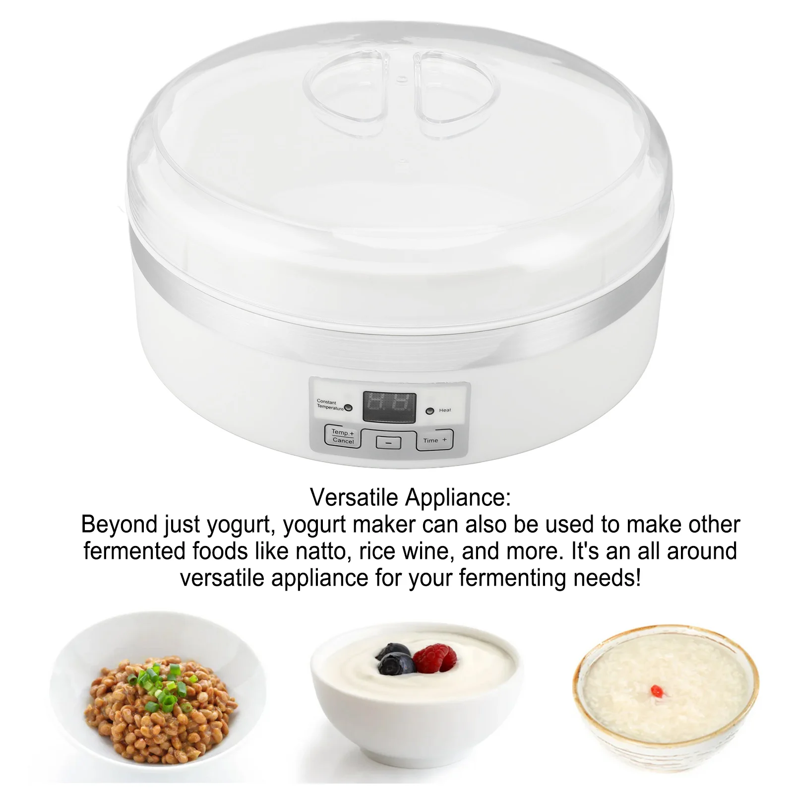 Multifunctional Yogurt Maker with Constant Temperature High Capacity Inner Pot Automatic Rice Wine Maker 7 Cups for Home Use