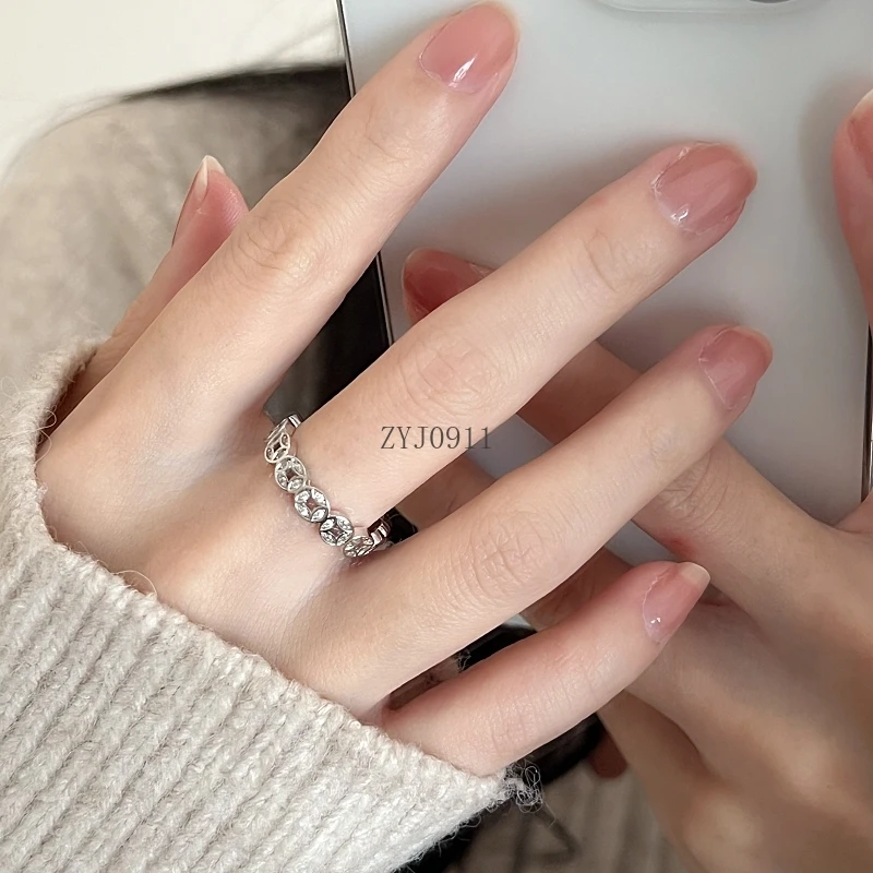 Светлое роскошное изысканное кольцо из стерлингового серебра с высоким смыслом, полое медное кольцо для монет, нишевое дизайнерское кольцо на указательный палец