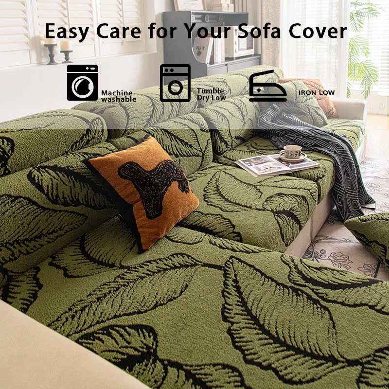 1PC Printed Stretch Sofa Seat Cover Leaf Pattern Removable Couch Cushion Slipcover Elastic Sofa Protector Sectional Sofa
