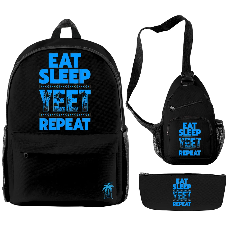 Jey Uso Eat Sleep Yeet Repeat Backpack 3pcs/set Rucksack Shoulder Bag Women Men Casual Daypack Unise Packsack Travel Bags