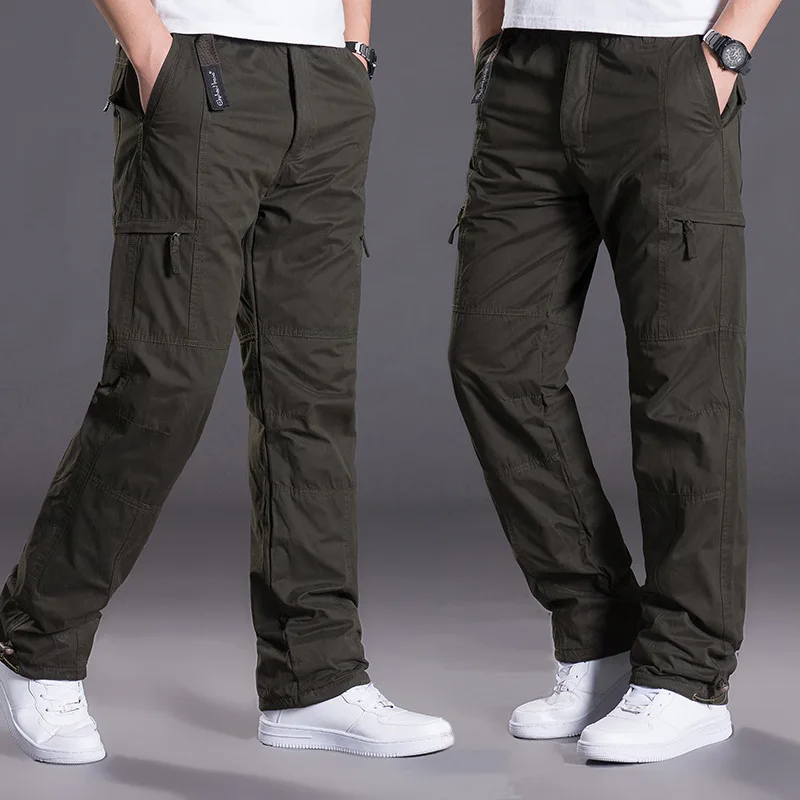Winter Fleece Thickened Overalls Men's Outdoor Sports Windproof and Warm Casual Plus Size Loose Mountaineering Pants