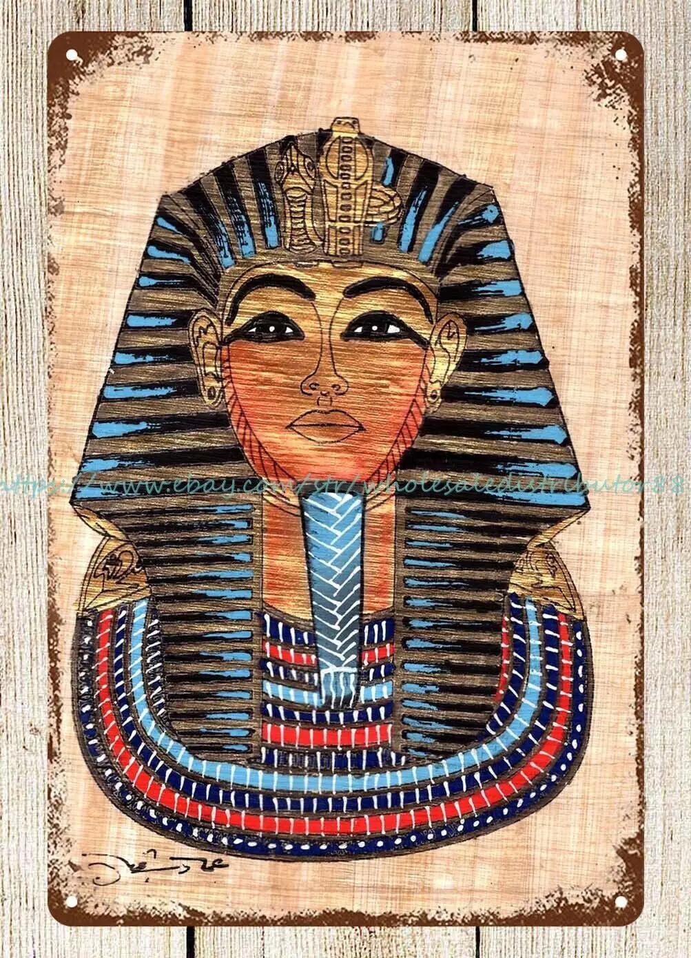 art printing Egyptian Papyrus Pharaoh Painting metal tin sign Metal Sign