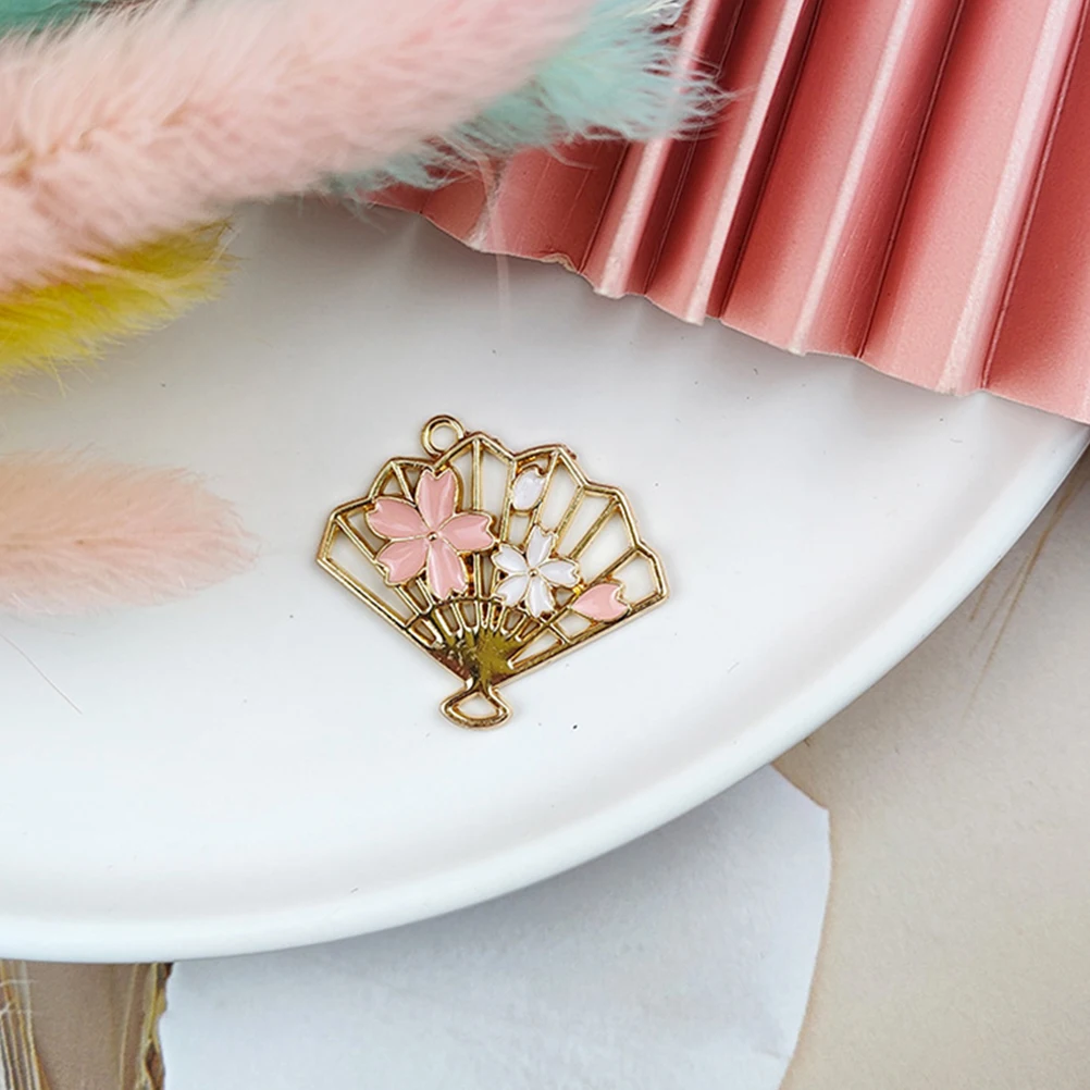 

10 Pcs Hollow Fan Charms Blossom Fan Shape Hollow Jewelry Charms Pendant for Necklace DIY Accessories Retro Decor Girls