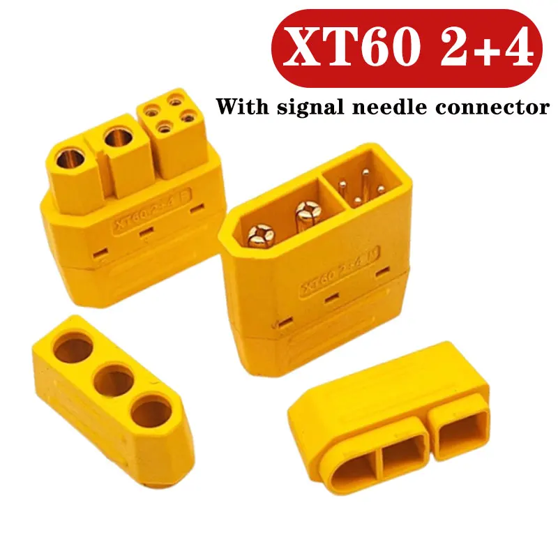 XT60 2+4 Model Airplane Plug Connector with Signal Pin 30A High Current XT60 2+4 Male Female Plug Power Supply Welding Wire Type