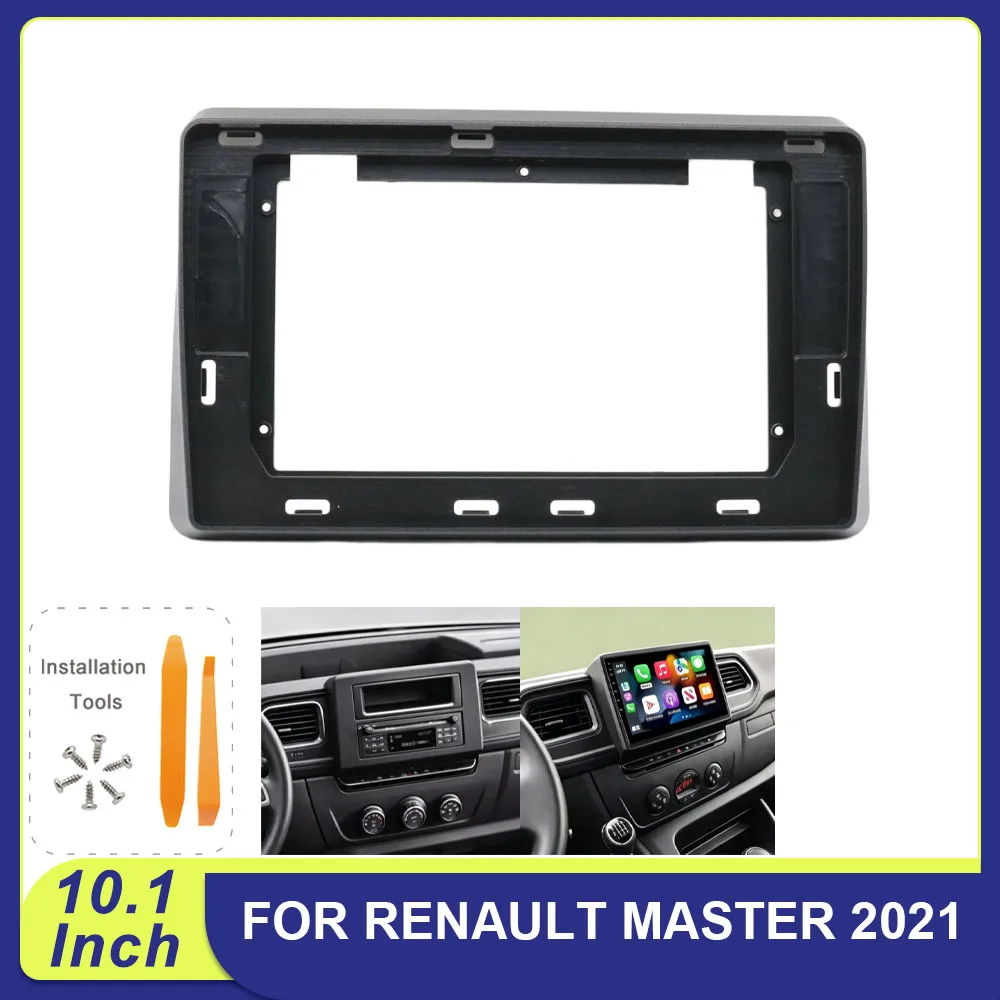 For Renault Master 2021  10.1 Inch Android Radio Fascia Panel, Double Din Car Stereo Dash Kit with Canbus and Cables
