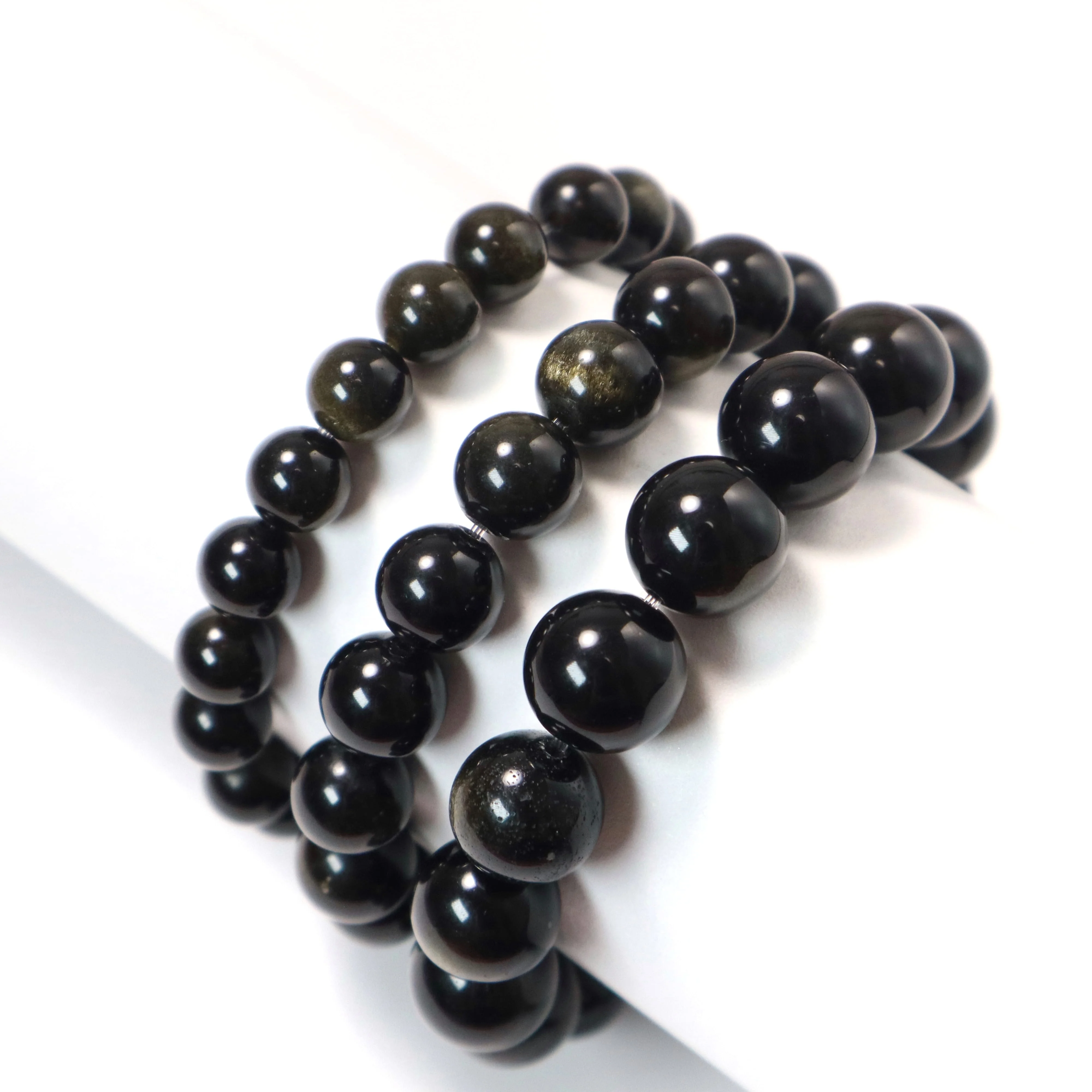 1pc 8mm-12mm Natural Obsidian Golden Obsidian Bead Bracelet To Attract Wealth Men's Bracelet  Holiday Gift Birthday Gift