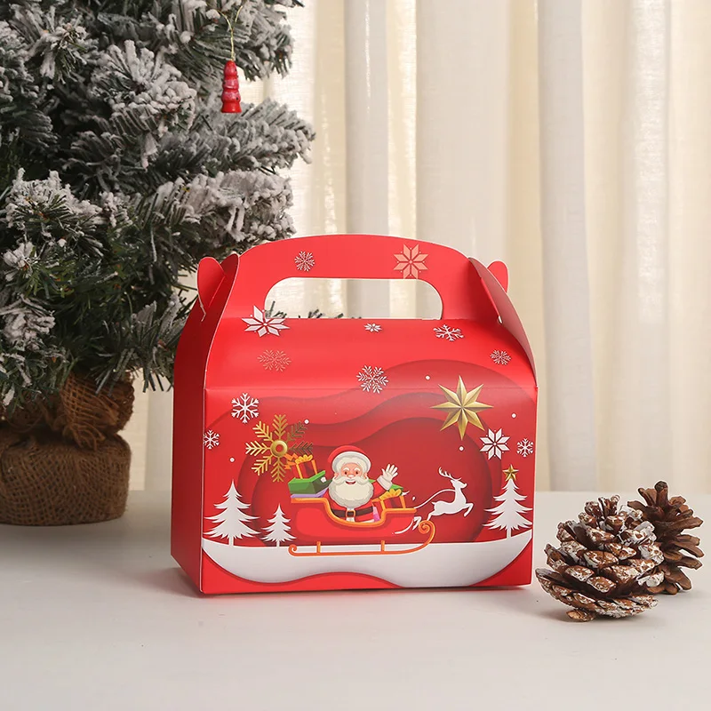 12/24 Stück Kraftpapier Weihnachtsgeschenkbox mit Griff Eve Apple Favor Geschenkverpackung Boxen Neujahr Frohe Weihnachten Partyzubehör – Detail 7