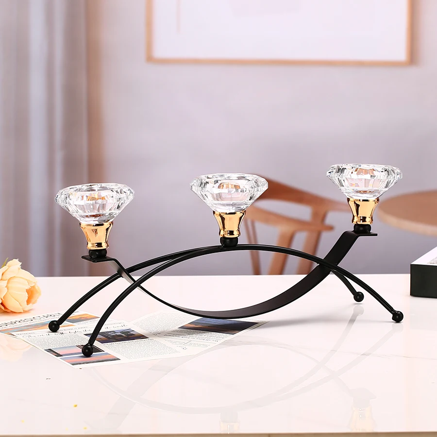 1pc 3 Arms Black Metal Candle Holder Votive Candle Holder Candelabra, Vintage Candlestick for Table Centerpiece Wedding Birthday
