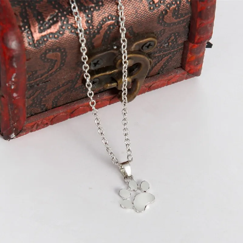 Hot Fashion Cute Pets Dogs Footprints Paw Gold/Silver Color Chain Necklace & Pendant Jewelry  For Women Girls Sweater Necklace