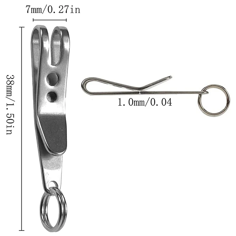 2X Multi-Purpose Clip Keychains Suspension Clip Tool With Carabiner Perfect For Hanging EDC Tools, Flashlights Etc.