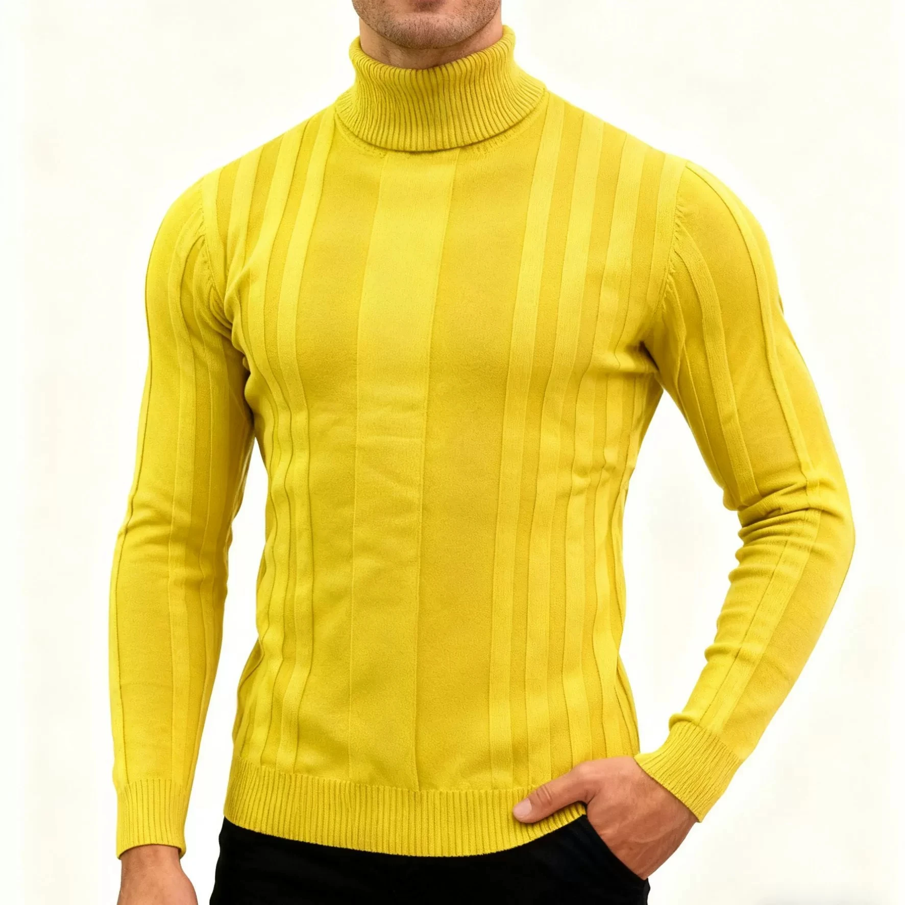 

Autumn men's high neck sweater, casual, elegant, fashionable, knitted basic base sweater, men's pullover sweater in stock