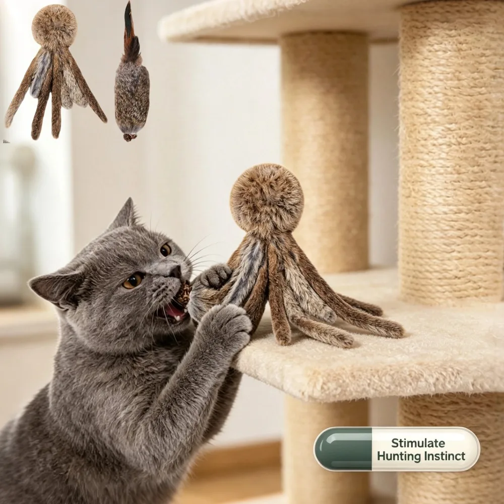 Artificial Rabbit Fur Cat Toy Soft Plush Prey Interactive Toy Stimulate Hunting Kitten Play Toy For Relief Boredom Pet Supplies