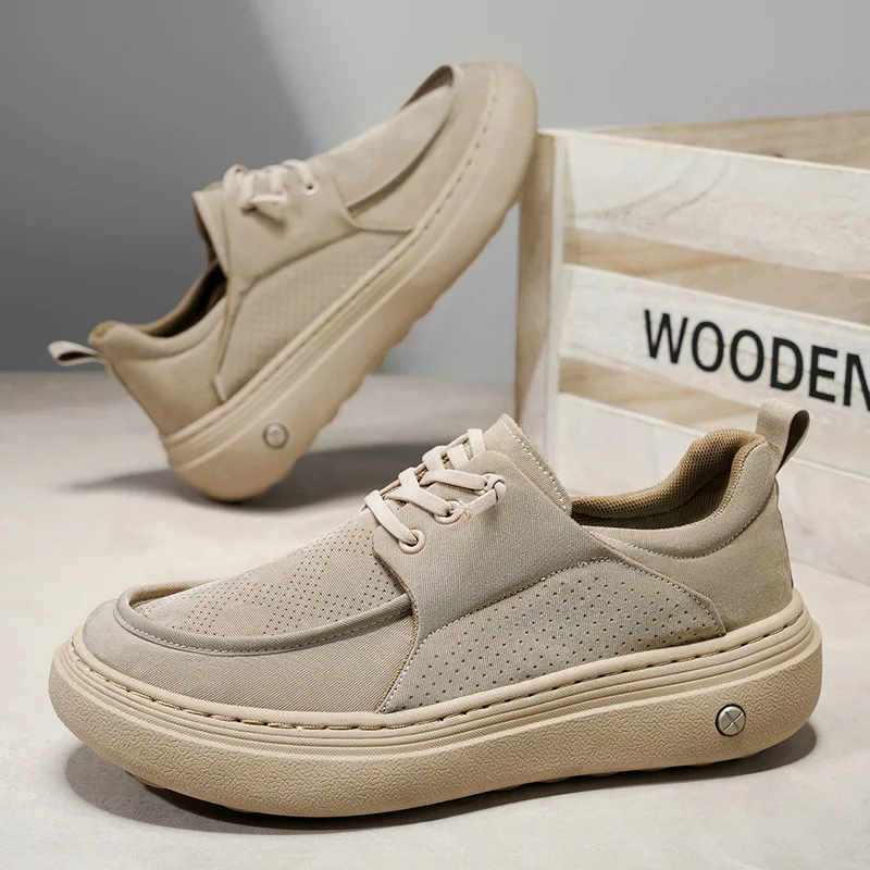 

Мужская повседневная обувь, новые весенние легкие дышащие удобные лоферы без шнуровки на мягкой подошве, модная уличная универсальная обувь на плоской подошве