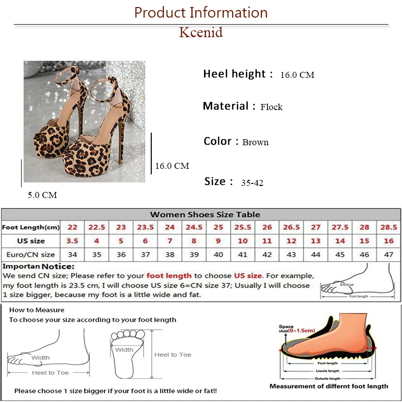 Kcenid Fashion Leopard Print High Heels Summer Peep Toe Pumps Women Platform Sandals Ankle Buckle Strap Party Nightclub Shoes