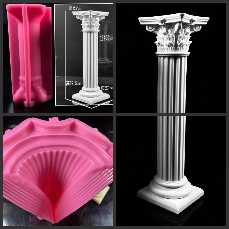 Large Rod Candle Silicone Mold Scented Candle Making DIY Retro Roman Column Design Handmade Candle Making Tools